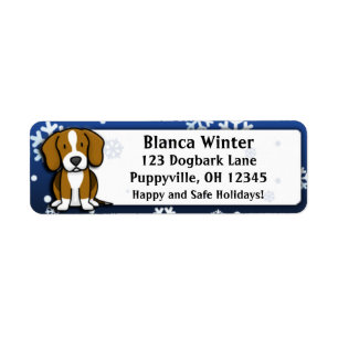 Winter Cartoon Beagle Return Address Label