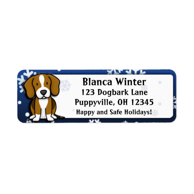 Winter Cartoon Beagle Return Address Label (Front)