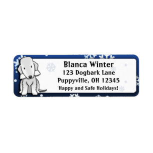 Winter Cartoon Bedlington Terrier Return Address Label
