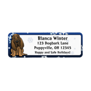 Winter Cartoon Bloodhound Return Address Label