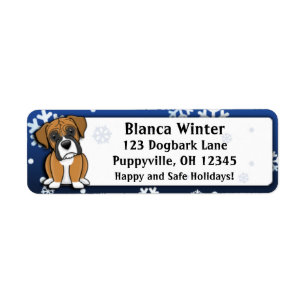 Winter Cartoon Boxer Return Address Label