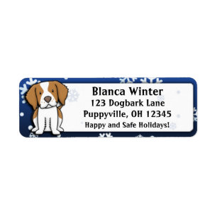 Winter Cartoon Brittany Spaniel Return Address Label