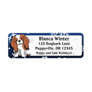Winter Cartoon Cavalier King Charles Spaniel Return Address Label