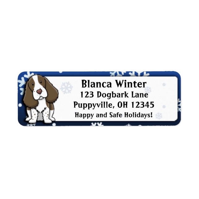 Winter Cartoon English Springer Spaniel Return Address Label (Front)