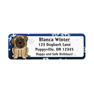 Winter Cartoon Mastiff Return Address Label