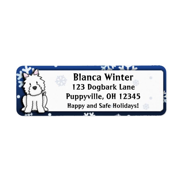 Winter Cartoon Westie Return Address Label (Front)