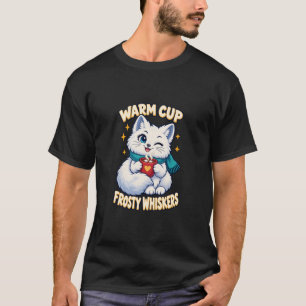 Winter Cat Cocoa Warm Cup Frosty Whiskers T-Shirt