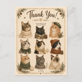 winter cat lover animal cosy gift pinecone postcard