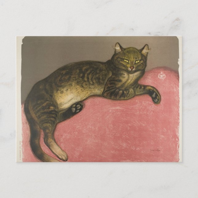 Winter: Cat on a Cushion, R. Steinlen Postcard (Front)