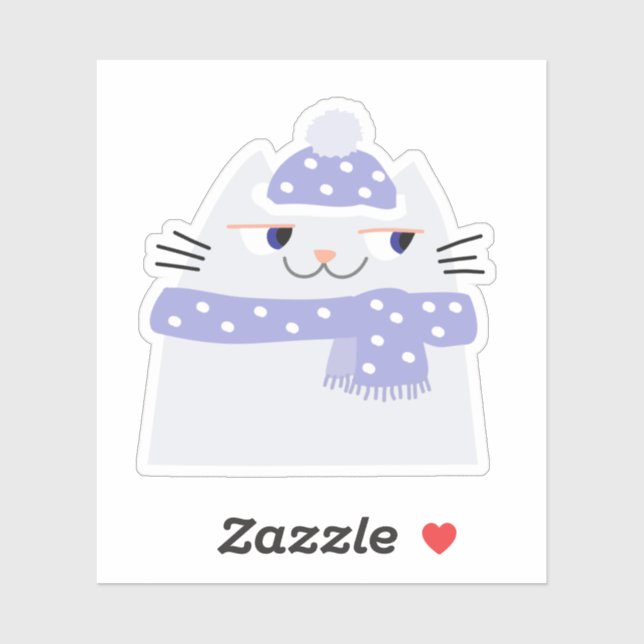 Winter Cat Sticker Cute Snow Kawaii (Sheet)