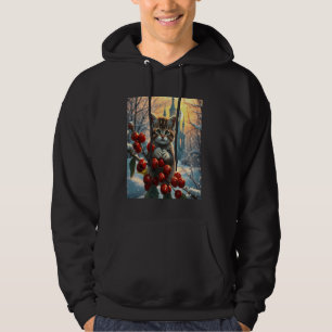 Winter Cat with Castle Cute Snowy Kitten Women Kid Hoodie