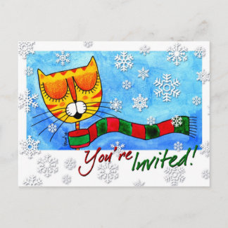 Winter Cat - You're Invited! Postcard