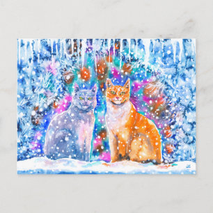 Winter Cats Christmas Holiday Postcard