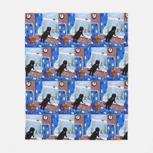 Winter Cats Snow Black Cat Ginger Tabby Fleece Blanket