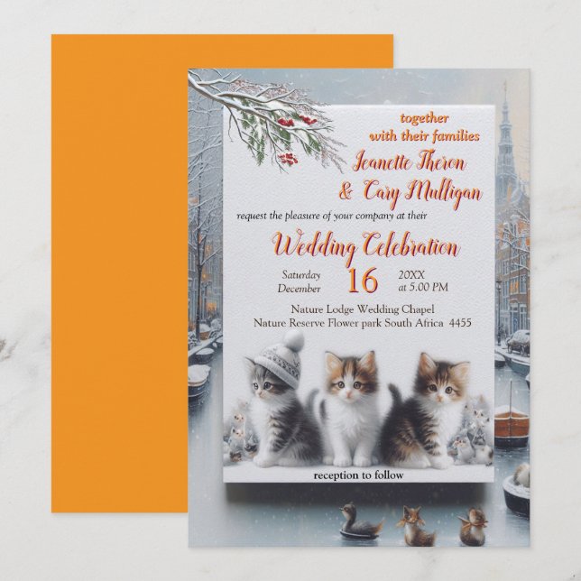 Winter Celebrations in the Snow, or in the Sun.  Invitation (Front/Back)