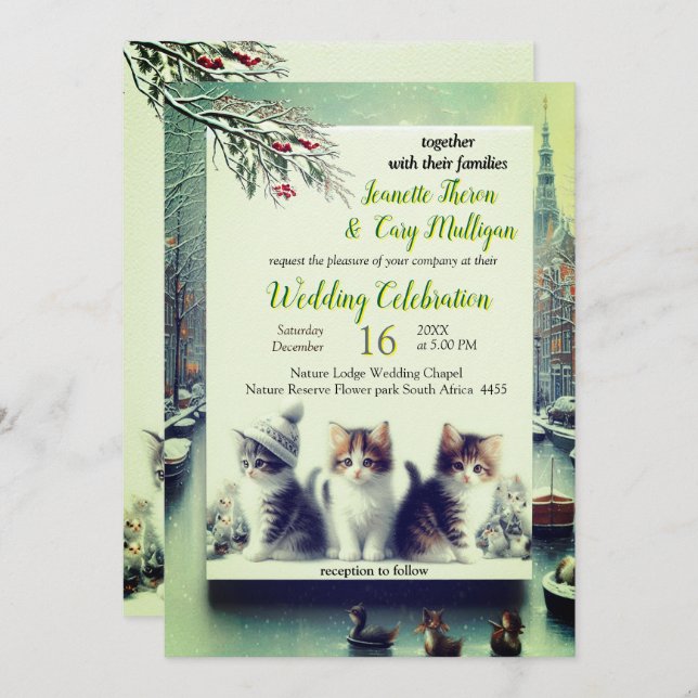 Winter Celebrations in the Snow, or in the Sun.  Invitation (Front/Back)