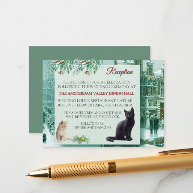 Winter Celebrations in the Snow, with Kittens Enclosure Card (Front/Back In Situ)