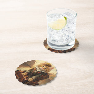 Winter Celebrations in the Snow, with Kittens Paper Coaster