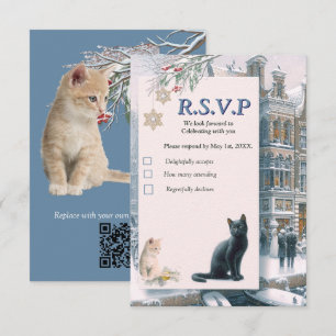Winter Celebrations in the Snow, with Kittens RSVP Card