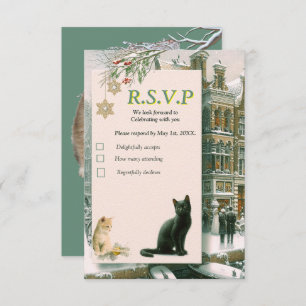 Winter Celebrations in the Snow, with Kittens RSVP Card