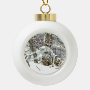 Winter Ceramic Ball Christmas Ornament