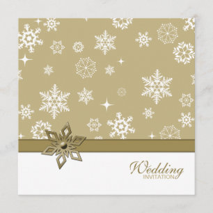 Winter Champagne and white Snowflakes Wedding Invitation