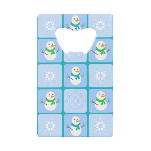 Winter chequered pattern snowman and snowflakes