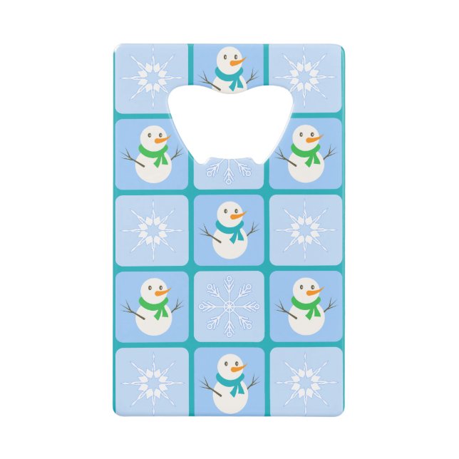 Winter chequered pattern snowman and snowflakes (Front)