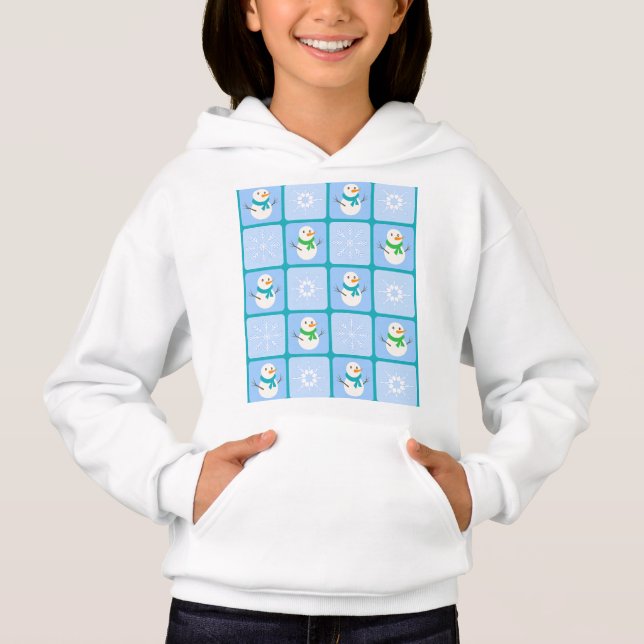 Winter chequered pattern snowman and snowflakes (Front)