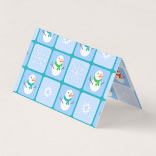 Winter chequered pattern snowman and snowflakes