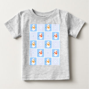 Winter chequered pattern snowman and snowflakes baby T-Shirt