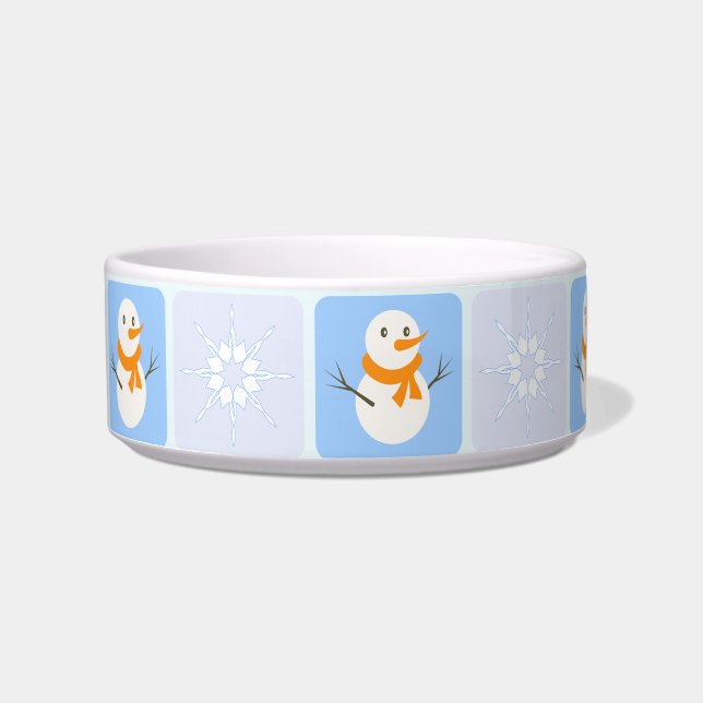 Winter chequered pattern snowman and snowflakes bowl (Front)