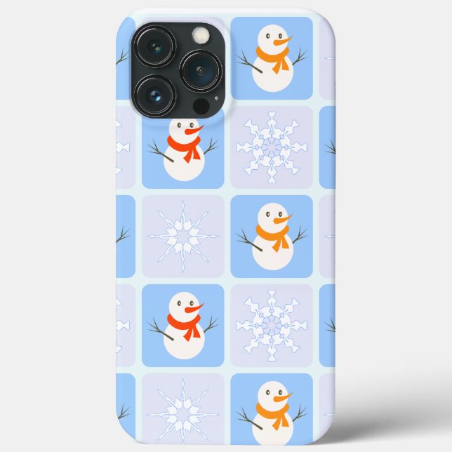 Winter chequered pattern snowman and snowflakes Case-Mate iPhone case (Back)