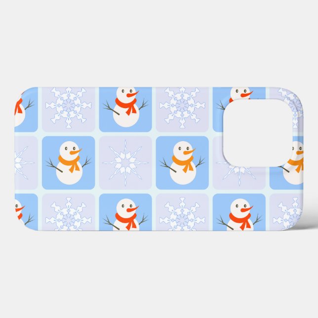 Winter chequered pattern snowman and snowflakes Case-Mate iPhone case (Back (Horizontal))