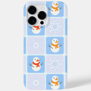 Winter chequered pattern snowman and snowflakes Case-Mate iPhone 14 pro max case