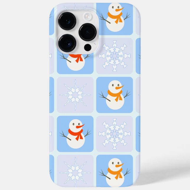 Winter chequered pattern snowman and snowflakes Case-Mate iPhone case (Back)