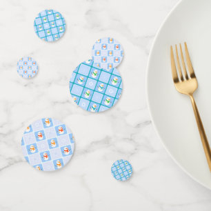 Winter chequered pattern snowman and snowflakes confetti