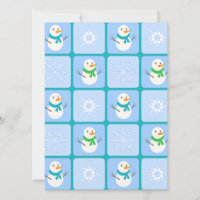 Winter chequered pattern snowman and snowflakes
