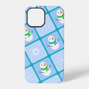 Winter chequered pattern snowman and snowflakes iPhone 12 pro case