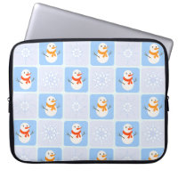 Winter chequered pattern snowman and snowflakes