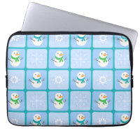 Winter chequered pattern snowman and snowflakes