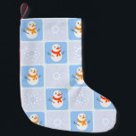 Winter chequered pattern snowman and snowflakes small christmas stocking<br><div class="desc">Winter chequered seamless pattern smowman and snowflakes</div>