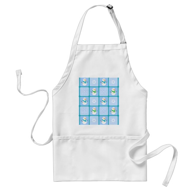 Winter chequered pattern snowman and snowflakes standard apron (Front)