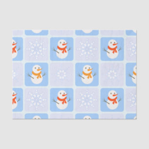 Winter chequered pattern snowman and snowflakes tissue paper