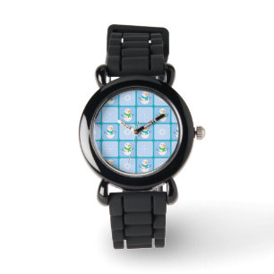 Winter chequered pattern snowman and snowflakes watch