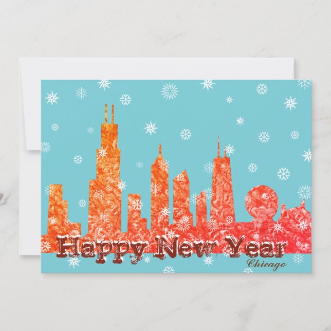 Winter Chicago Skyline Holiday card (Front)