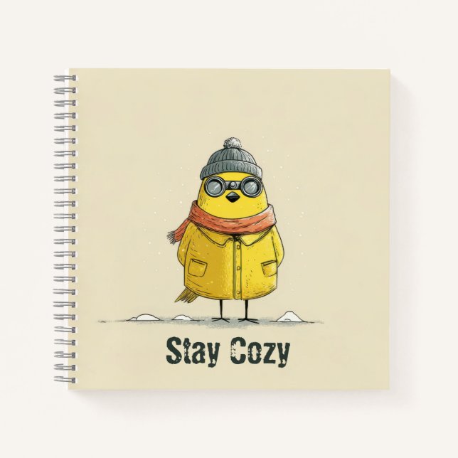 Winter Chick – Cute Cosy Animal Art Notebook (Front)