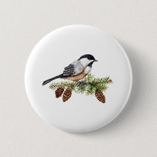 Winter Chickadee 6 Cm Round Badge