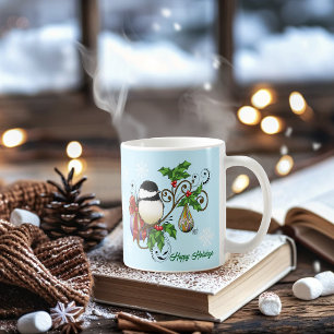 Winter Chickadee Christmas Coffee Mug