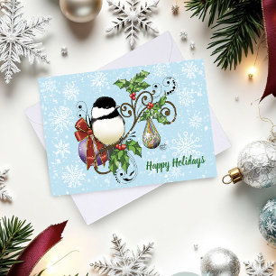Winter Chickadee Christmas Holiday Card